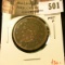1852 Large Cent, VF verdigris, net F, value $30