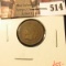 1864-L Indian Head Cent, attributed by POINTED BUST, G+, value $55