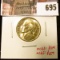 1944-D Jefferson Nickel, BU, MS63 value $12, MS65 value $25