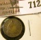 1858 Seated Liberty Half Dime, VG, value $22