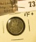 1838 U.S. Seated Liberty Half Dime, small stars, VF+.