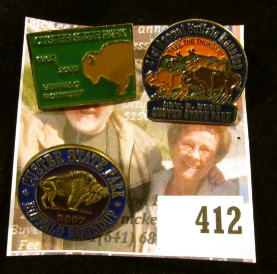 (3) Custer State Park Buffalo Roundup Pins – 2005, 2006 & 2007
