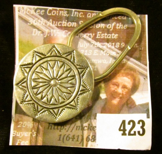 Sterling silver key ring, Southwestern design, marked STERLING