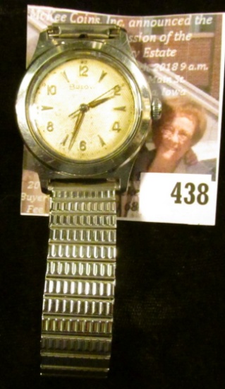 Vintage Bulova wristwatch, winds, runs, keeps time. Case # C058258.