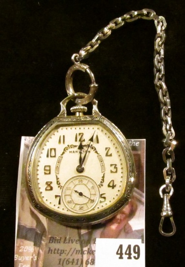 Hamilton 912 17 jewels pocket watch in an odd-shaped case. Estimated production date 1926. Runs and