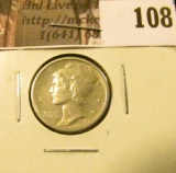 1917 S Mercury Dime, EF-40.