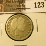 1909 D Barber Quarter, Fine.