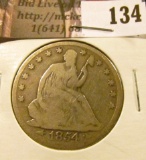 1854 P U.S. Seated Liberty Half Dollar, Good.