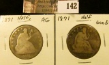 (2) 1871  U.S. Seated Liberty Half Dollars. AG & Good.