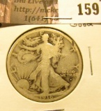 1916 D Walking Liberty Half Dollar, Good, rim cut on obverse.