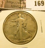 1918 S Walking Liberty Half Dollar, Fine.