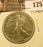 1920 S Walking Liberty Half Dollar, Fine.