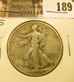 1934 S Walking Liberty Half Dollar, F-VF.