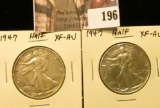 (2) 1947 P Walking Liberty Half Dollars, EF-AU.