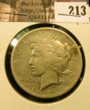 1921 P U.S. Peace Silver Dollar, Fine.