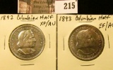 1892 EF-AU & 1893 EF-AU Columbian Exposition Commemorative Half Dollars.
