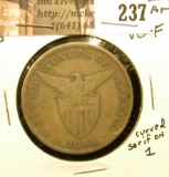 1905 S Philippines-U.S. Dollar, curved serif on 