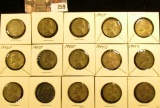 (15) Silver World War II Jefferson Nickels. Circulated.