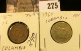 Colombia Coins: 1967 1 Cen & 1960 Ten Pesos.