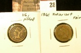 (2) 1861 U.S. Indian Cents, Fair & VG pitted.