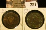 1901 & 1903 Canada Large Cents.