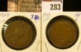 1909 & 1911 Canada Large Cents, VF.