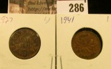 1927 & 1941 Canada Small Cents, EF.