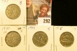1927, 30, 39, & 46 Canada Nickels. All EF.