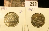 1955 & 1961 Canada Nickels, both BU.