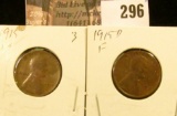 1915 P & D Lincoln Cents, VG & Fine.