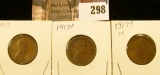 1917P, D, & S Lincoln Cents, Good to VG.