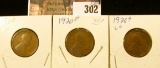 1920P, D, & S Lincoln Cents.