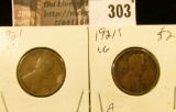 1921 P & S Lincoln Cents.