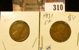 1930 D & 31 P EF Lincoln Cents.