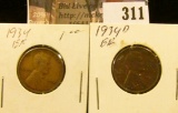 1934 P & D Lincoln Cents. Both EF.
