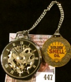 Vintage Girard-Perregaux & Co. Shell model skeleton pocket watch with the correct Shell watch fob ch