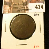 1802 Large Cent, AG, legible date, value $40