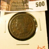 1851 Large Cent, G, value $20