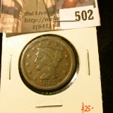 1853 Large Cent, VG, value $25