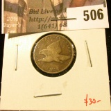 1858 Large Letters Flying Eagle Cent, G, value $30