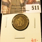 1863 Indian Head Cent, VG, value $15