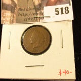 1868 Indian Head Cent, G+, value $40