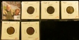 (5) Lincoln Cents, 1920 VF+, 1920-S VG, 1921 G+, 1921-S G+, 1923-S G, group value $8+