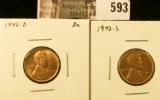 (2) Lincoln Cents, 1942-D BU, 1942-S BU, value for pair $11