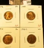 (4) Lincoln Cents, 1946, 1947, 1947-D, all BU, 1947-S Unc (but still nice), group value $9+