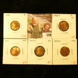 (5) Lincoln Cents, 1952, 1952-D, 1953-D, all BU, 1953 & 1953-S, both UNC, group value $11+