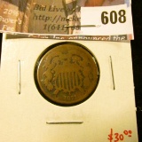 1871 2 Cent Piece, AG/G, tough date, lower mintage, value $30