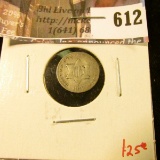 1853 3 Cent Silver, G+, value $25
