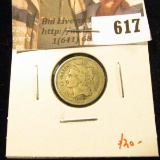 1869 3 Cent Nickel, VG, value $20