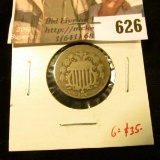 1872 Shield Nickel, AG/G, clear Date, G value $35